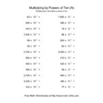 Powers Of Ten Worksheet Whole Numbers Multiplied By All