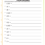 Prime And Composite Numbers Worksheet With Answer Key