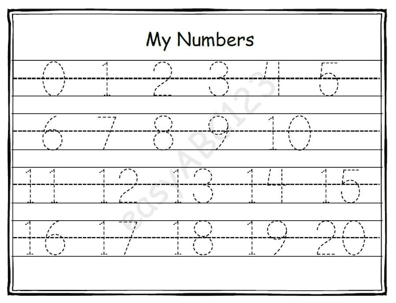 Printable 0 20 My Numbers Tracing Page Includes Bonus Etsy