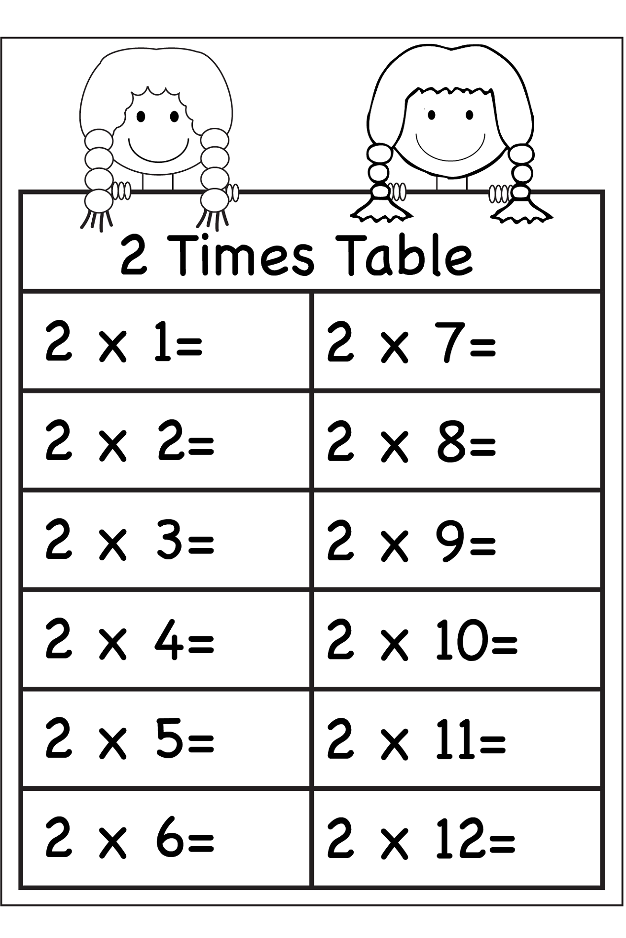 Printable 2 Times Table Worksheets Activity Shelter