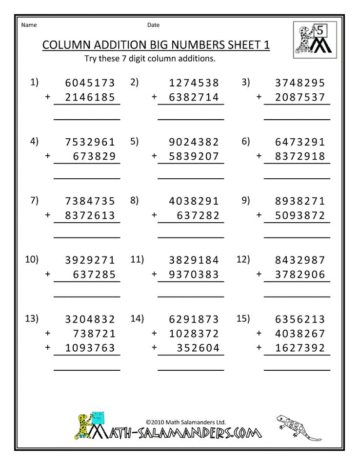 Printable Addition Worksheets 5th Grade Addition 