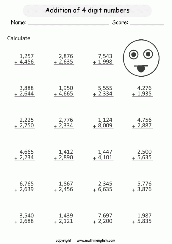 Printable Primary Math Worksheet For Math Grades 1 To 6 