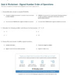 Quiz Worksheet Signed Number Order Of Operations Study