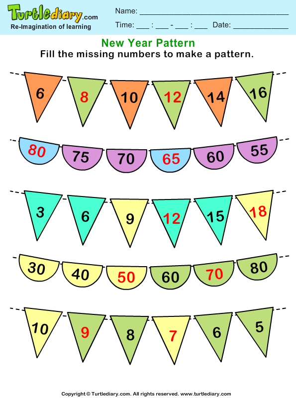 Recognize Number Patterns And Complete Them Worksheet 