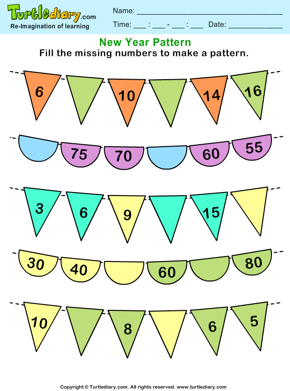Recognize Number Patterns And Complete Them Worksheet 