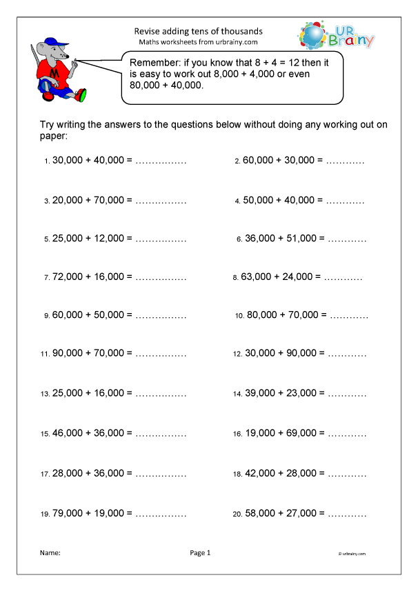 Revise Adding Tens Of Thousands Number And Place Value 