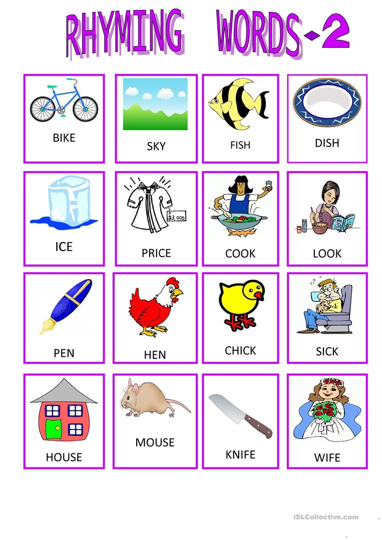 RHYMING WORDS 2 Worksheet Free ESL Printable Worksheets