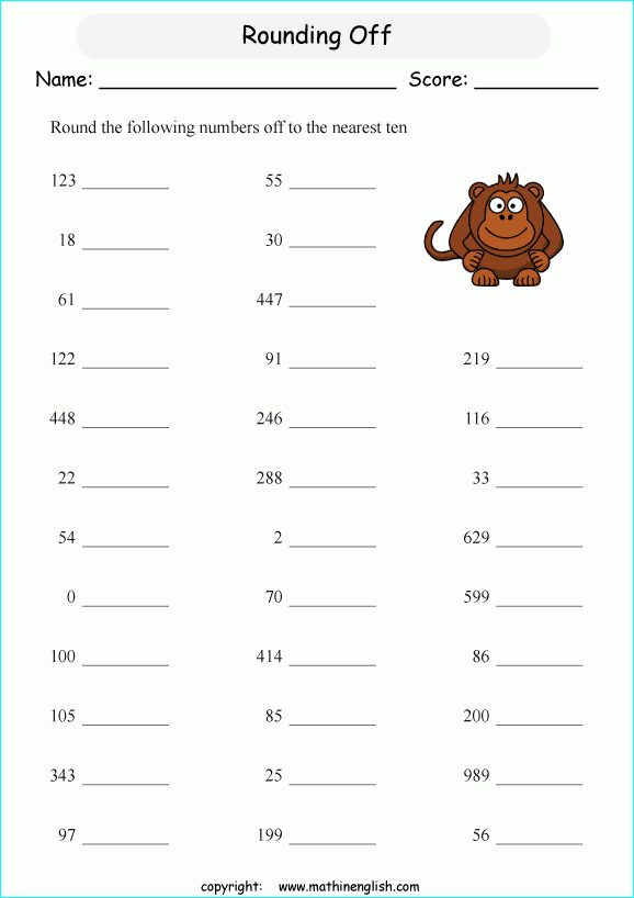 Rounding 3 Digit Numbers To The Nearest 10 Worksheet