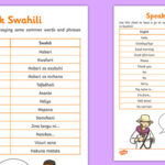 Speak Swahili Worksheet Worksheet