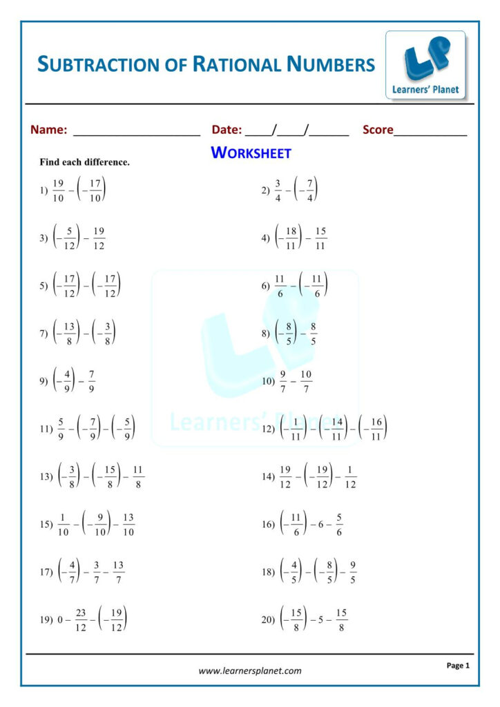 Study Solution And Tutorial Rational Numbers Worksheet 