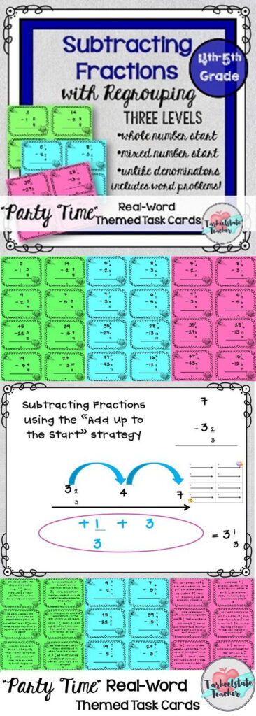 Subtracting Fractions Mixed Numbers With Regrouping Task 