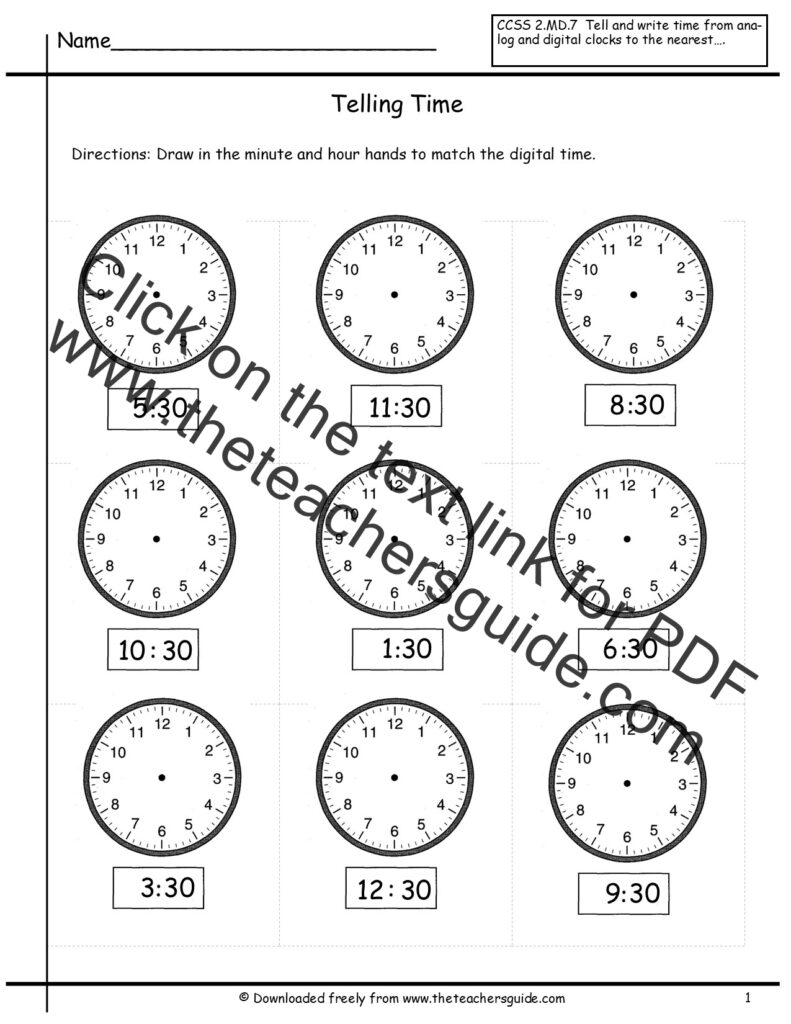 Telling Time Worksheets From The Teacher S Guide