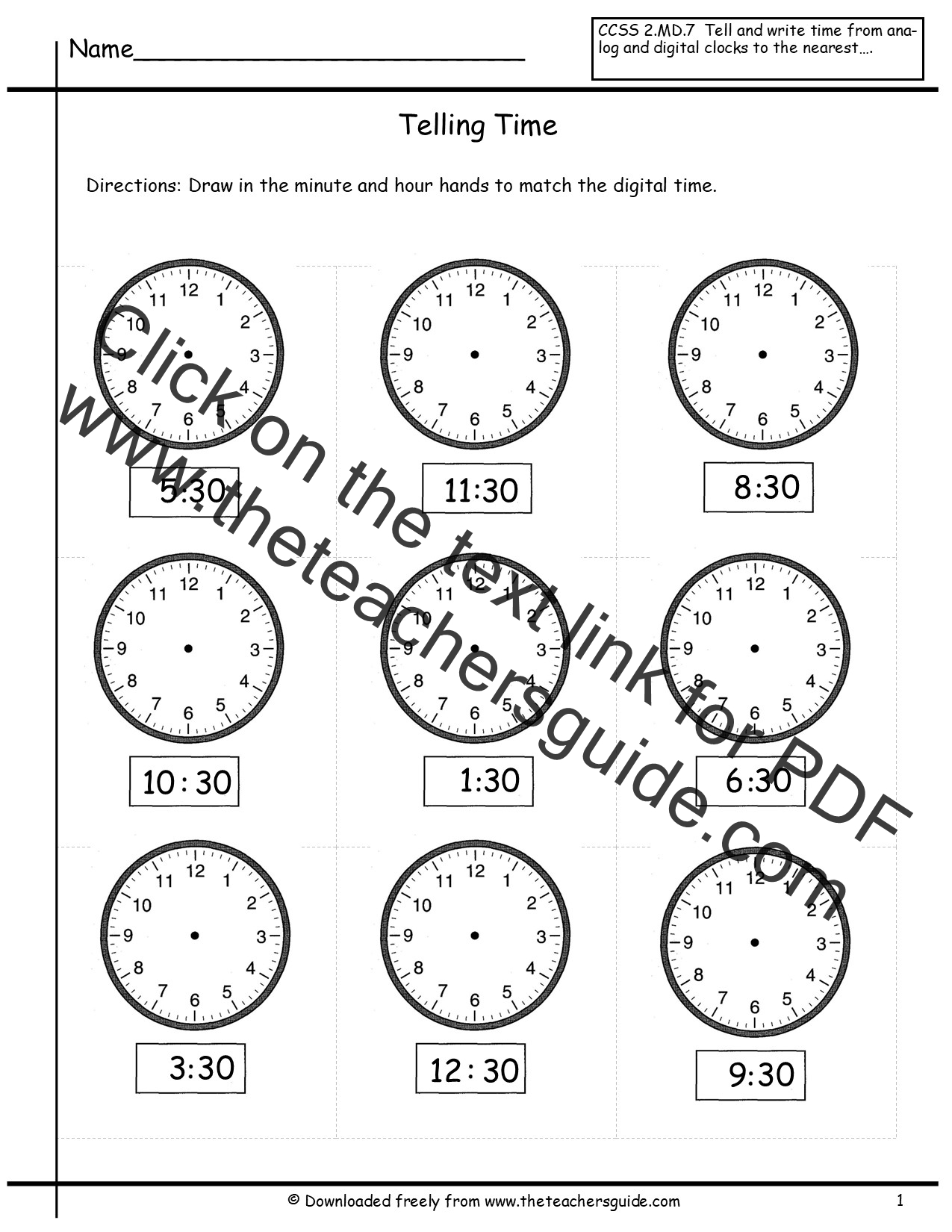 Telling Time Worksheets From The Teacher s Guide