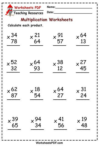 The Multiplying 2 Digit By 2 Digit Numbers