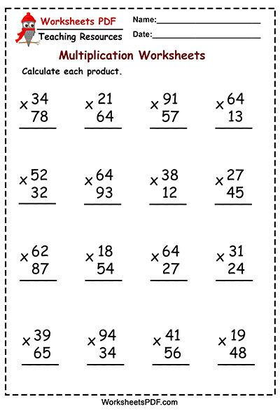 The Multiplying 2 Digit By 2 Digit Numbers 