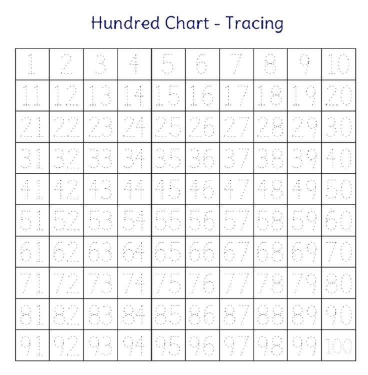 Trace Numbers 1 100 100 Chart Printable Numbers 1 100 