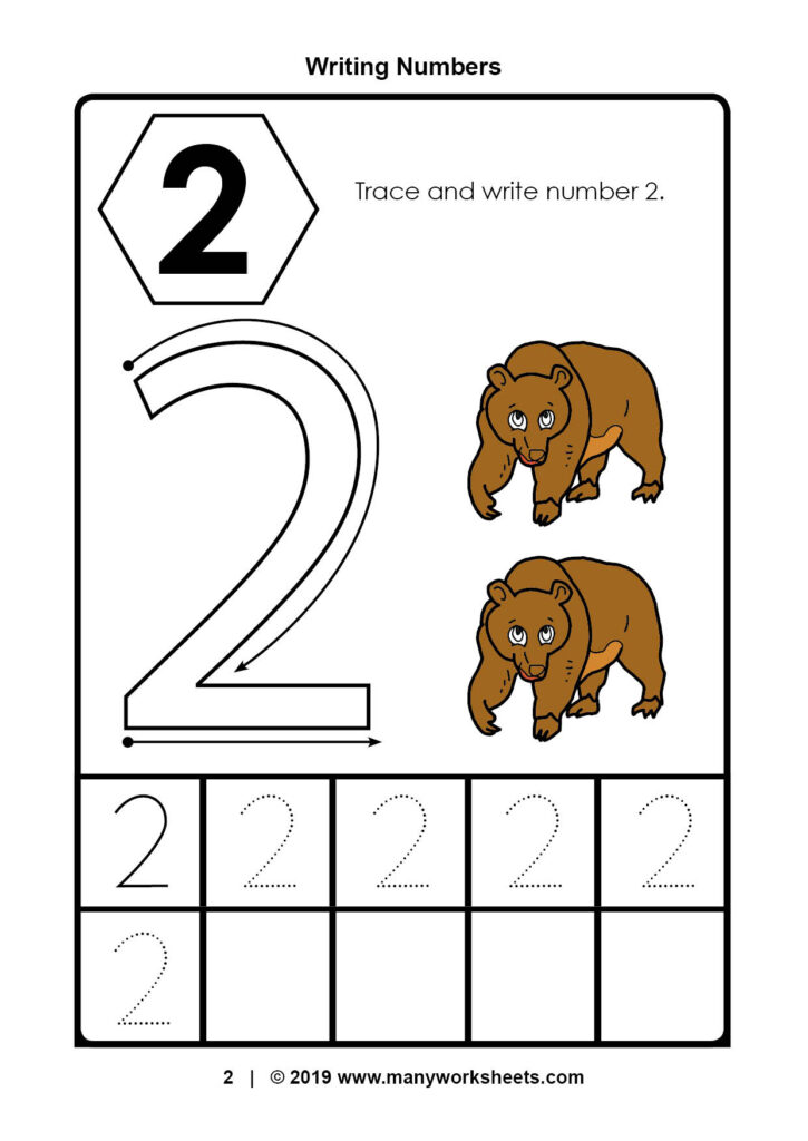 Tracing Number 2 Worksheets For Kindergarten