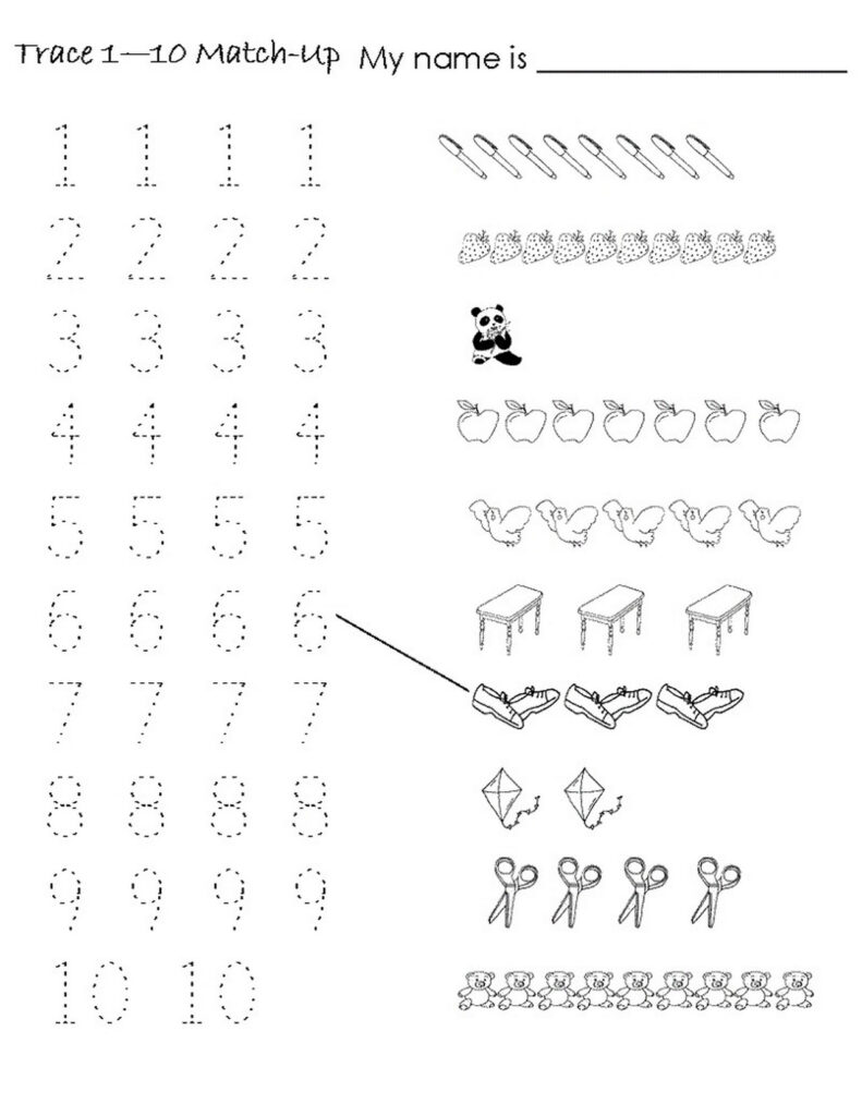 Tracing Numbers 1 10 Worksheet Practice Learning Printable
