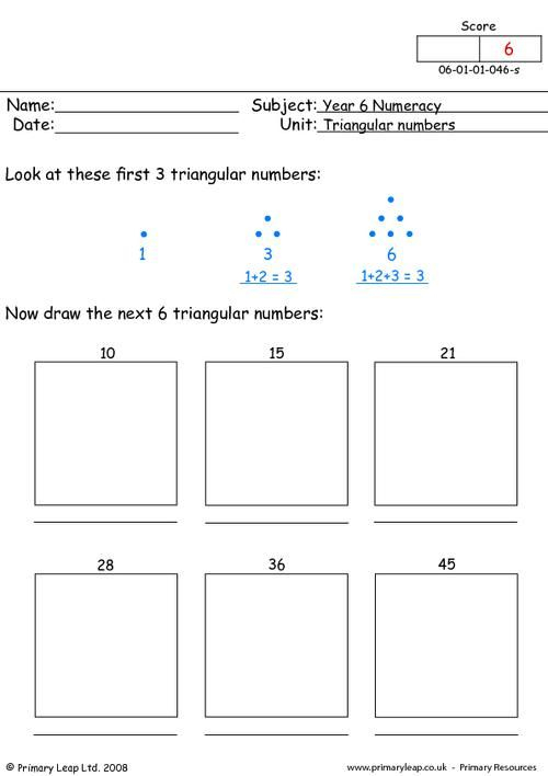Triangular Numbers 1 Worksheet Number Worksheets 