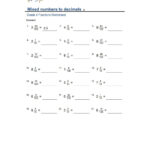 Write Each Fraction Or Mixed Number As A Decimal Worksheet