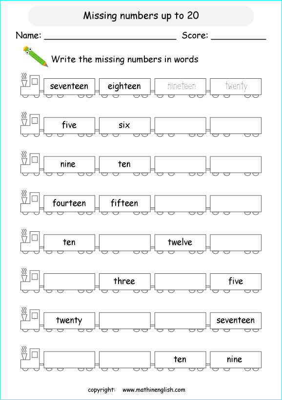 Write Number Words Up To 20 Math Number Writing Worksheet 