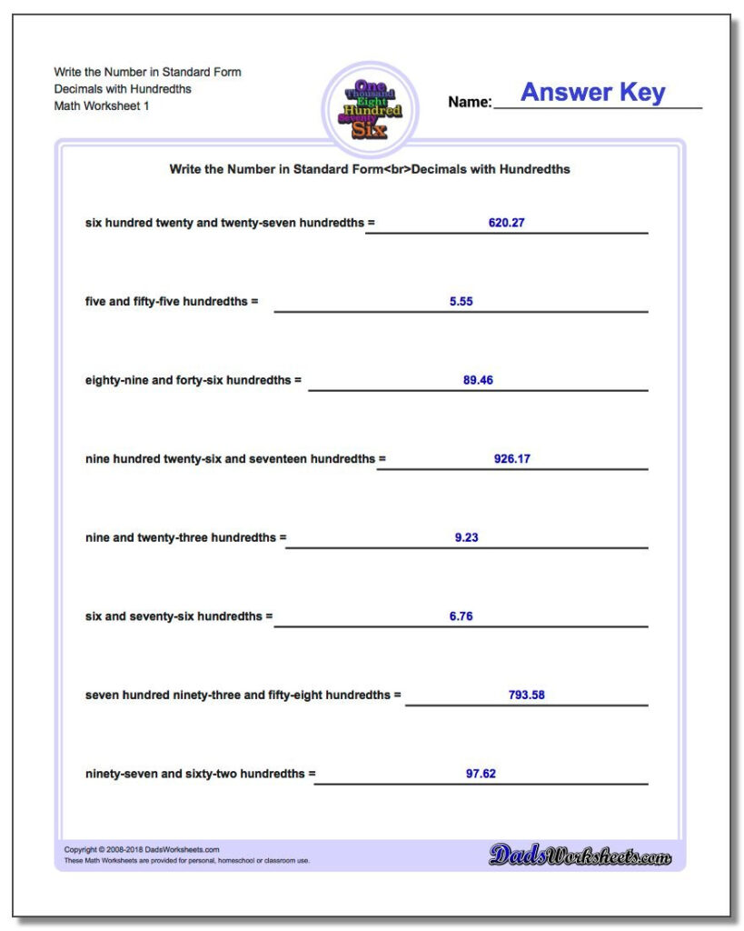 Write Word From In Standard Form
