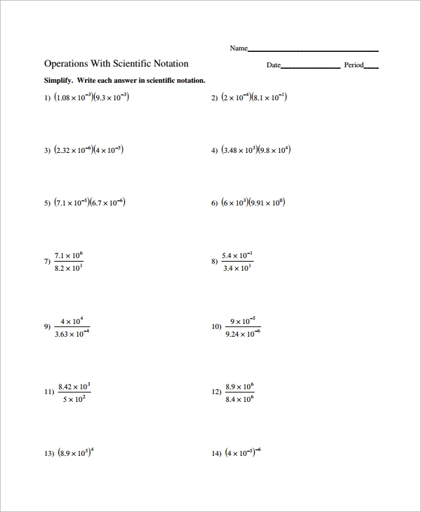 10 Scientific Notation Worksheet Sample Templates