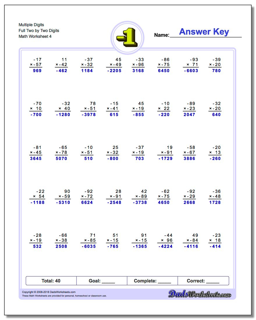 2 Digit By 2 Digit Multiplication Worksheets Times Tables Worksheets