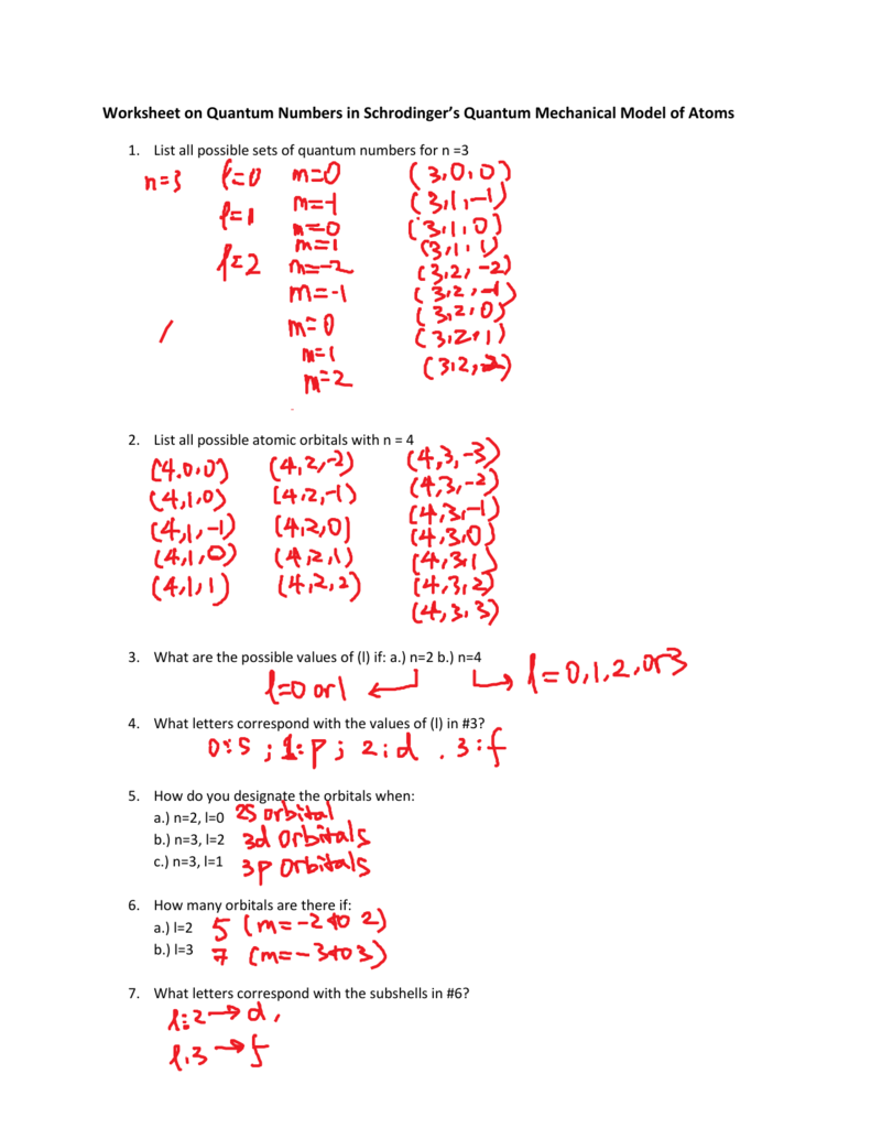28 Quantum Numbers Worksheet Answers Notutahituq Worksheet Information
