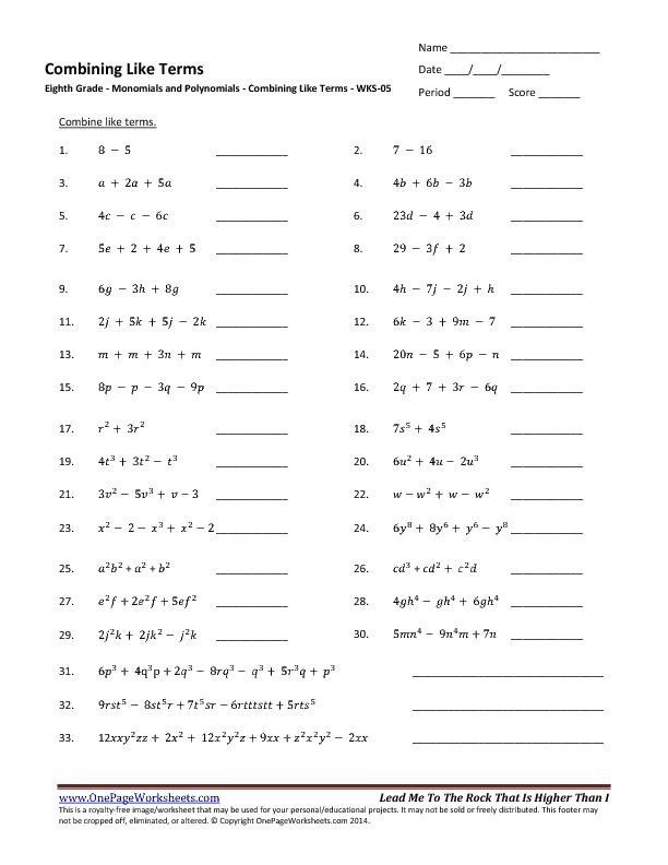 29 Combining Like Terms Worksheet Pdf Combining Like Terms Worksheet 