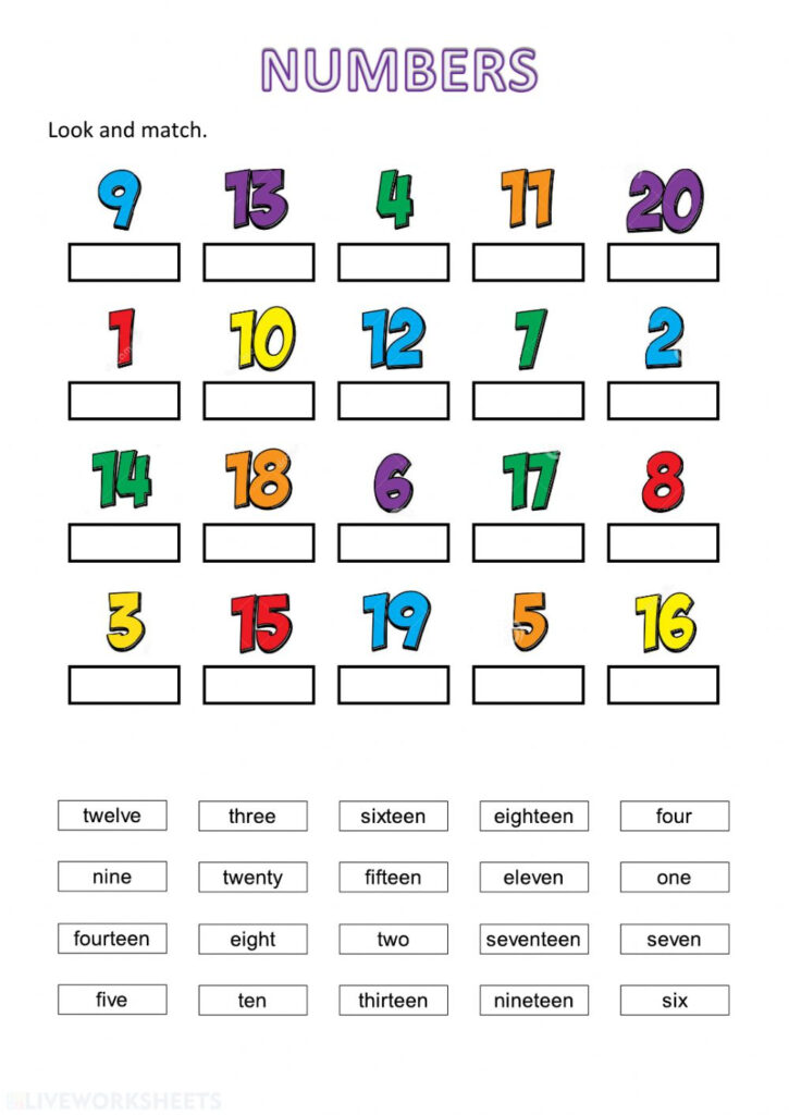 Actividad De Numbers 1 20 Para Beginners