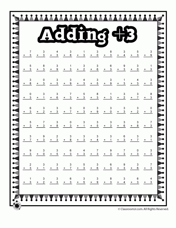 Adding 3 Math Worksheet Woo Jr Kids Activities