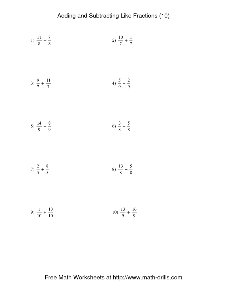 Adding And Subtracting Fractions Worksheet Kuta Worksheets Free Download