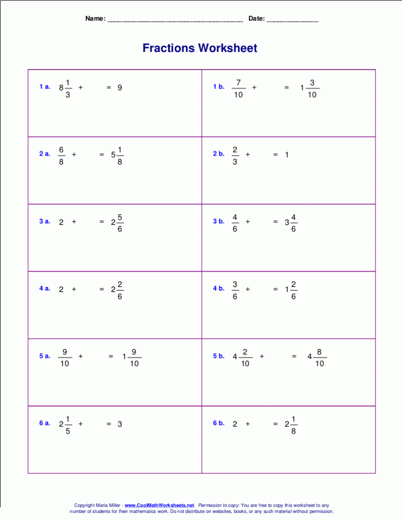 Adding And Subtracting Mixed Fractions Worksheet Pdf