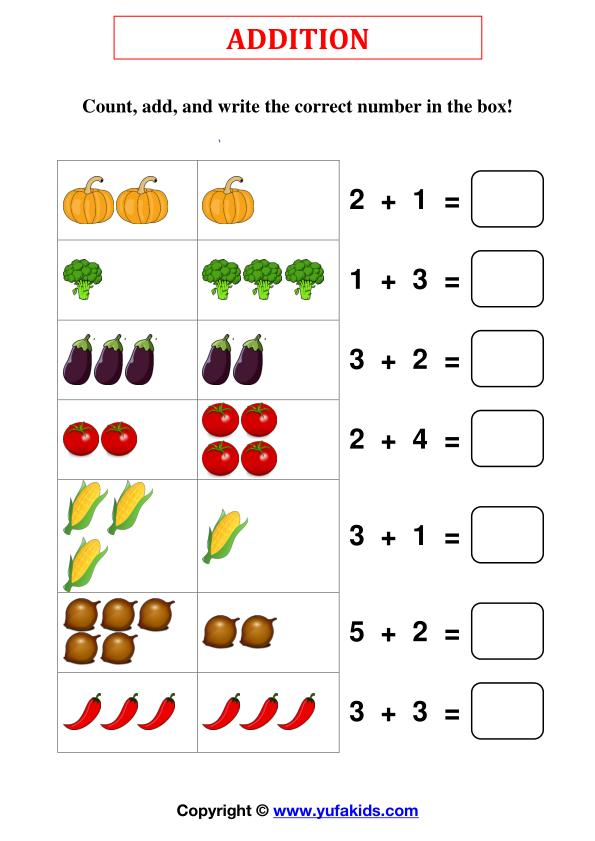 Addition 1 10 Count Add And Write The Correct Number In The Box 3 