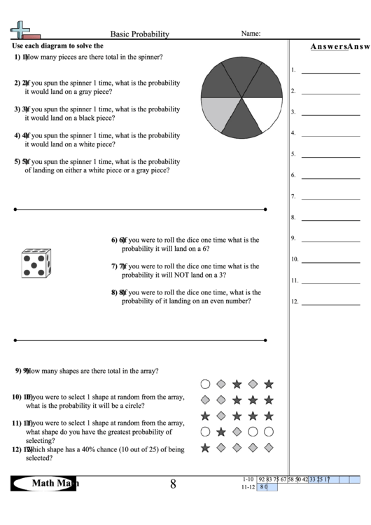 Basic Probability Worksheet With Answer Key Printable Pdf Download