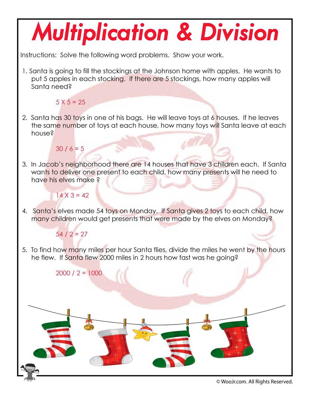 Christmas word problems worksheet k Woo Jr Kids Activities