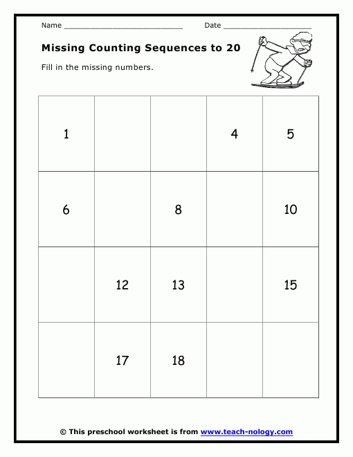 Click To Print Awesome For Sequence Numbers 1 20 Kindergarten Math 