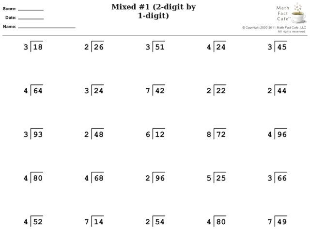 Divide 2 Digit By 1 Digit With Remainders Worksheet Gregory 