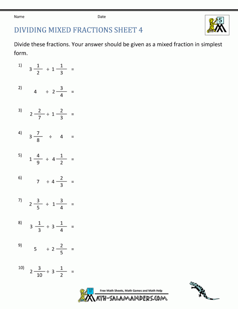 Dividing Mixed Fractions