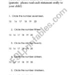 English Worksheets Identify Numbers 15 20