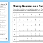 Filling In The Missing Numbers On A Number Line To 10 Worksheet
