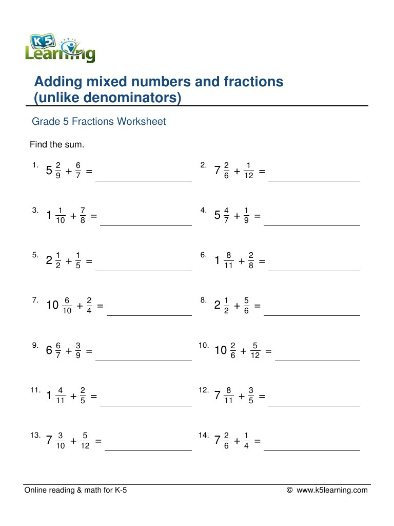 Fractions Worksheets Grade 5 Pdf Worksheets Free Download