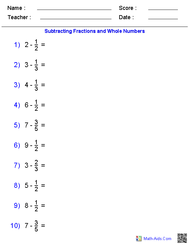 Fractions Worksheets Printable Fractions Worksheets For Teachers