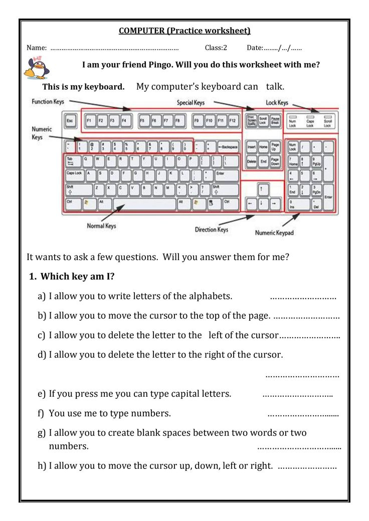 Free Printable Computer Keyboarding Worksheets Worksheet For Class 2 