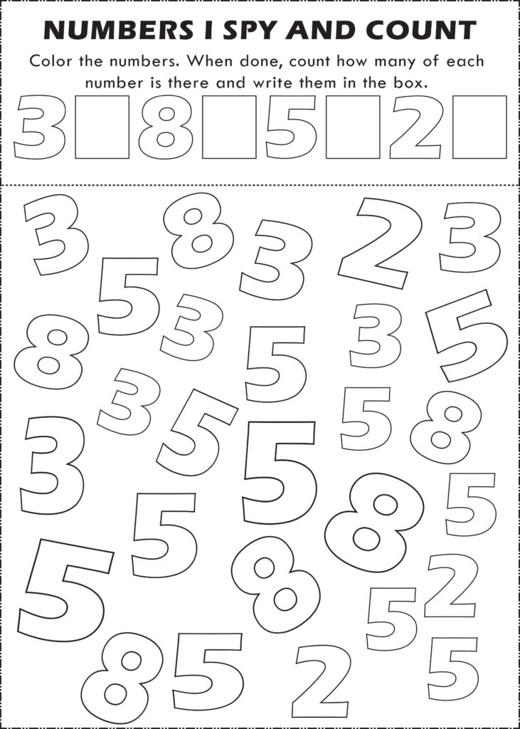 Free Printable Numbers I Spy Count And Color Activity Page For Kids
