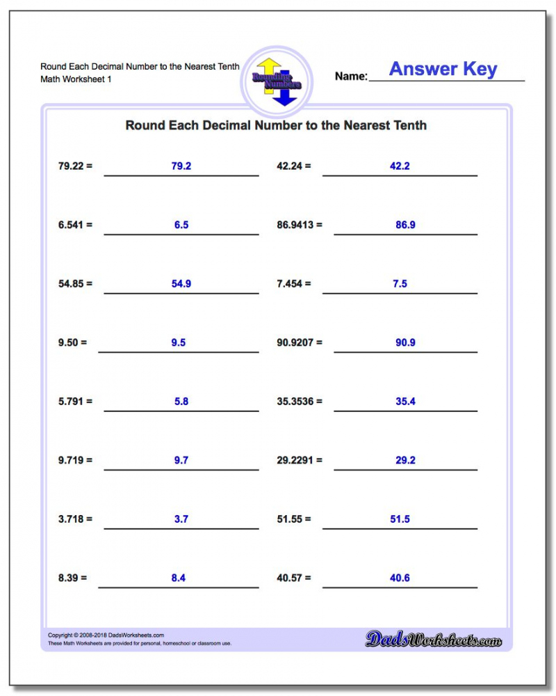 Free Printable Worksheets For 4th Grade Math Rounding Math Worksheets 