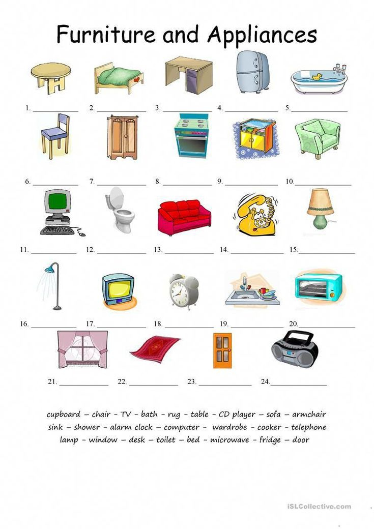 Furniture And Applicances Matching Worksheet Free ESL Printable