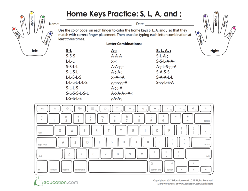Home Keys Practice S L A And Worksheet Education Home