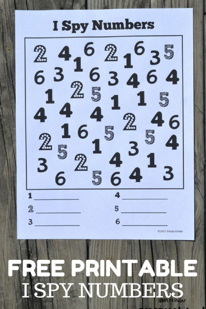 I Spy Numbers Free Printable Simply Kinder Math Activities 